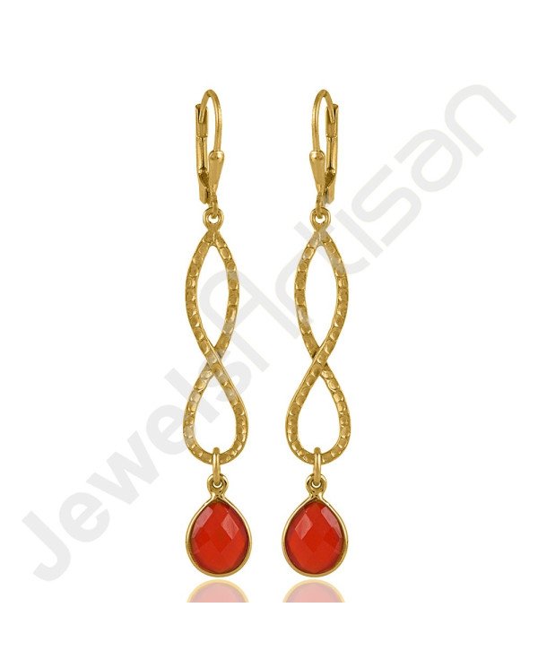 Red Onyx Earrings 925 Sterling Silver Earrings Infinity Earrings