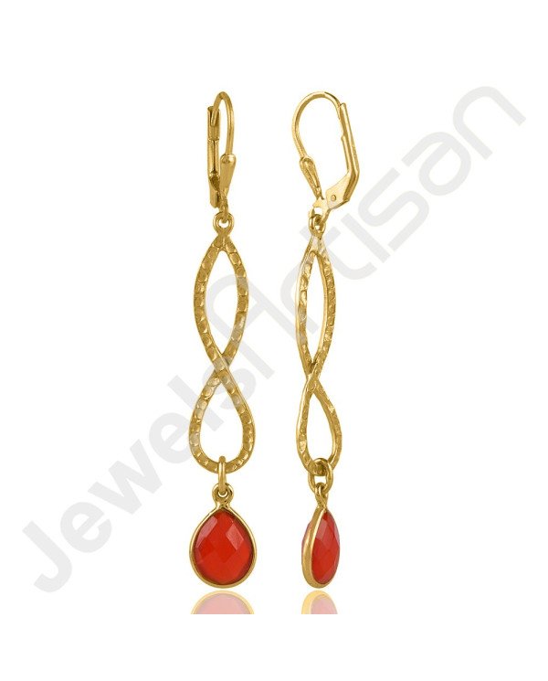 Red Onyx Earrings 925 Sterling Silver Earrings Infinity Earrings