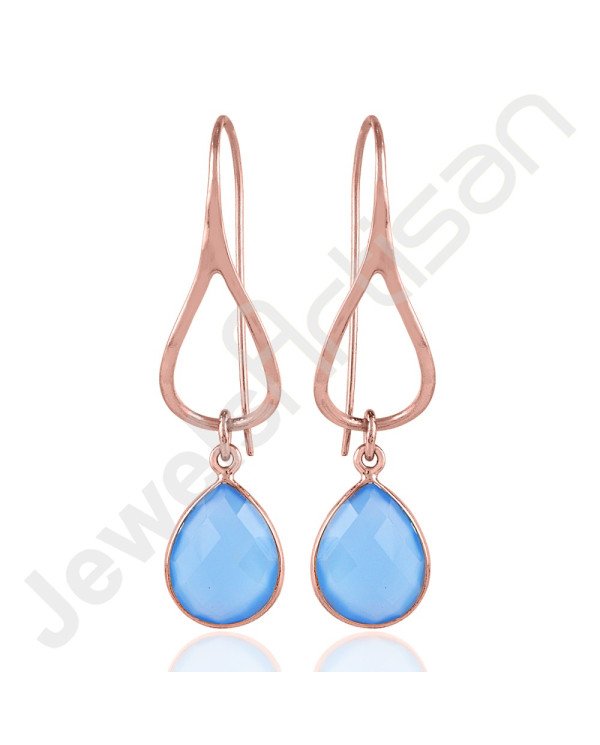 Blue Onyx Earrings 925 Sterling Silver Earrings Ear-Wired Earrings