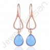 Blue Onyx Earrings 925 Sterling Silver Earrings Ear-Wired Earrings