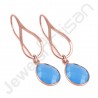 Blue Onyx Earrings 925 Sterling Silver Earrings Ear-Wired Earrings