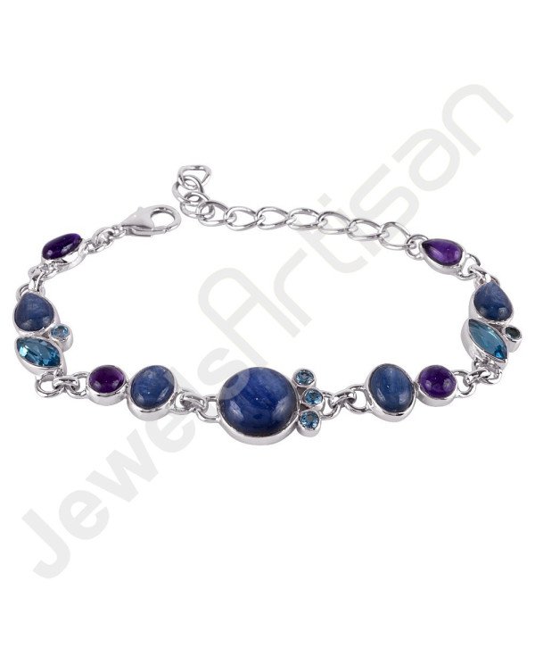 Kyanite Bracelet Swiss Blue Topaz Bracelet Amethyst Bracelet