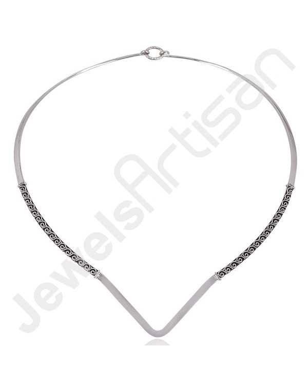 925 Sterling Silver Necklace Collar Necklace Oxidized Silver Necklace