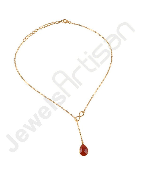 Red Onyx Necklace Gold Vermeil Necklace 925 Solid Silver Necklace