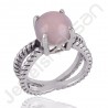 Pink Opal Gemstone Ring 925 Sterling Silver Twisted Wire Ring