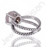 Pink Opal Gemstone Ring 925 Sterling Silver Twisted Wire Ring