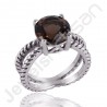 Smoky Quartz Gemstone Ring 925 Sterling Silver Prong Set Ring