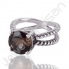 Smoky Quartz Gemstone Ring 925 Sterling Silver Prong Set Ring