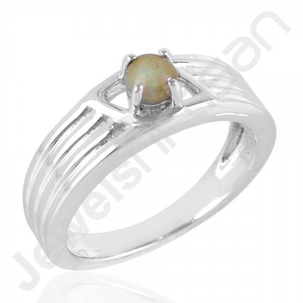 Ethiopian Opal Gemstone Ring 925 Sterling Silver Prong Set Ring