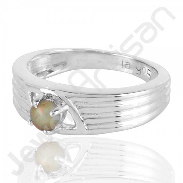 Ethiopian Opal Gemstone Ring 925 Sterling Silver Prong Set Ring