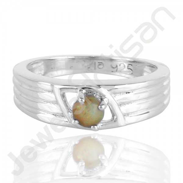 Ethiopian Opal Gemstone Ring 925 Sterling Silver Prong Set Ring