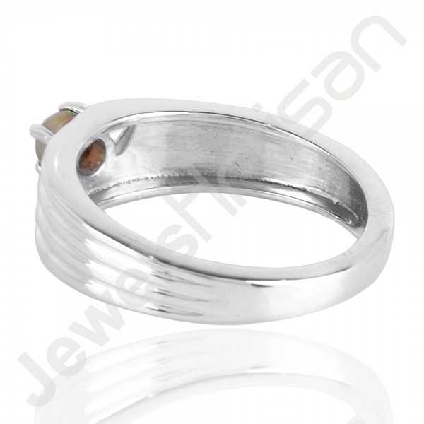 Ethiopian Opal Gemstone Ring 925 Sterling Silver Prong Set Ring