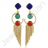 Green Onyx Earring Lapis Lazuli Earring Gold Plated Designer Earring