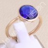 Sterling Silver Rose Gold Plated Blue Quartz Ring