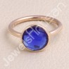 Sterling Silver Rose Gold Plated Blue Quartz Ring
