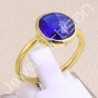Solid Silver Blue Quartz Gold Vermeil Ring