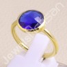 Solid Silver Blue Quartz Gold Vermeil Ring