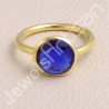 Solid Silver Blue Quartz Gold Vermeil Ring