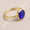Solid Silver Blue Quartz Gold Vermeil Ring
