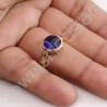 Solid Silver Blue Quartz Gold Vermeil Ring