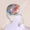 925 Sterling Silver Ring Orange Spiny Turquoise Ring Gemstone Ring