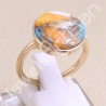Orange Spiny Turquoise Ring Sterling Silver Ring Rose Gold-Plated Ring