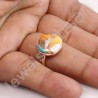 Orange Spiny Turquoise Ring Sterling Silver Ring Rose Gold-Plated Ring