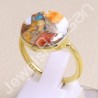 925 Solid Silver Ring Orange Spiny Turquoise Ring 18K Gold-Plated Ring