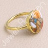 925 Solid Silver Ring Orange Spiny Turquoise Ring 18K Gold-Plated Ring