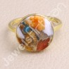 925 Solid Silver Ring Orange Spiny Turquoise Ring 18K Gold-Plated Ring
