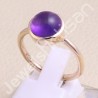 Purple Amethyst Ring 925 Sterling Silver Ring Rose Gold-Plated Ring