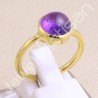 Solid Silver Amethyst Gold Vermeil Ring