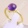 Solid Silver Amethyst Gold Vermeil Ring