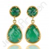 Green Onyx Earring Gold-Plated Earring Prong Earring Tear Drop Earring