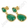 Green Onyx Earring Gold-Plated Earring Prong Earring Tear Drop Earring