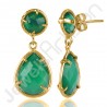 Green Onyx Earring Gold-Plated Earring Prong Earring Tear Drop Earring