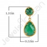 Green Onyx Earring Gold-Plated Earring Prong Earring Tear Drop Earring