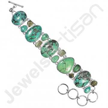 Pyrite Bracelet Tibetan Turquoise Bracelet Sterling Silver Bracelet