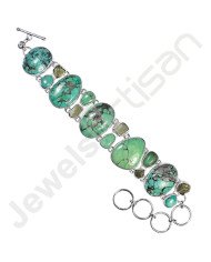 Pyrite Bracelet Tibetan Turquoise Bracelet Sterling Silver Bracelet