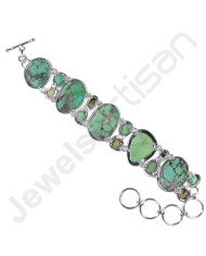 Pyrite Bracelet Tibetan Turquoise Bracelet Sterling Silver Bracelet