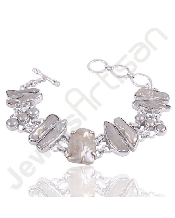 Baroque Pearl Bracelet Fresh Water Pearl Bracelet Solid Silver Bracelet