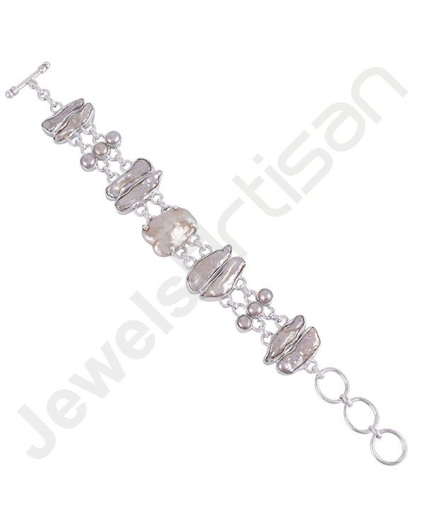 Baroque Pearl Bracelet Fresh Water Pearl Bracelet Solid Silver Bracelet