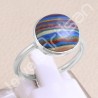 Rainbow Calsilica Ring Solitaire Gemstone Ring 925 Sterling Silver Ring