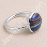 Rainbow Calsilica Ring Solitaire Gemstone Ring 925 Sterling Silver Ring