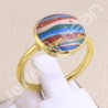 Solid Silver Gold Vermeil Rainbow Calsilica Ring