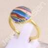 Solid Silver Gold Vermeil Rainbow Calsilica Ring