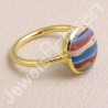 Solid Silver Gold Vermeil Rainbow Calsilica Ring