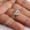 Solid Silver Gold Vermeil Rainbow Calsilica Ring