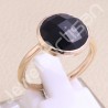 Black Onyx Ring 925 Sterling Silver Ring Rose Gold-Plated Ring