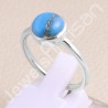 Blue Copper Turquoise Ring Solitaire Silver Ring Sterling Silver Ring